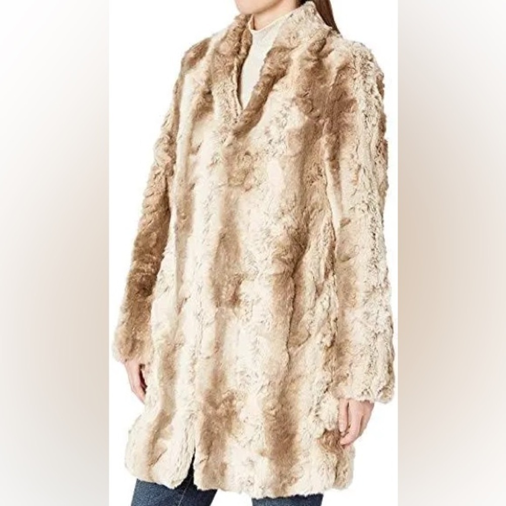 Baldwin Leonore Faux Fur Coat Women's Tan Faux Fur Coat Size Medium, - Picture 3 of 10